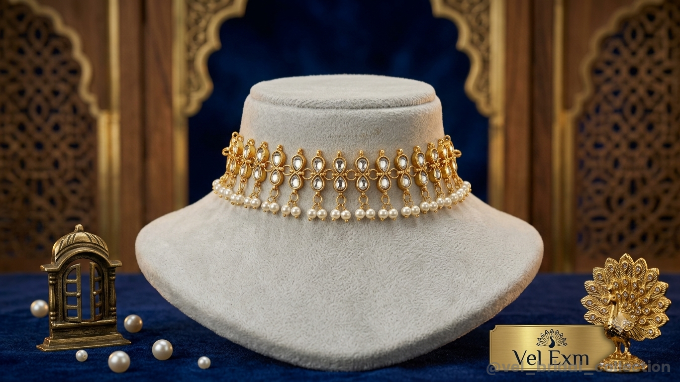 Gold-Plated White Kundan Choker