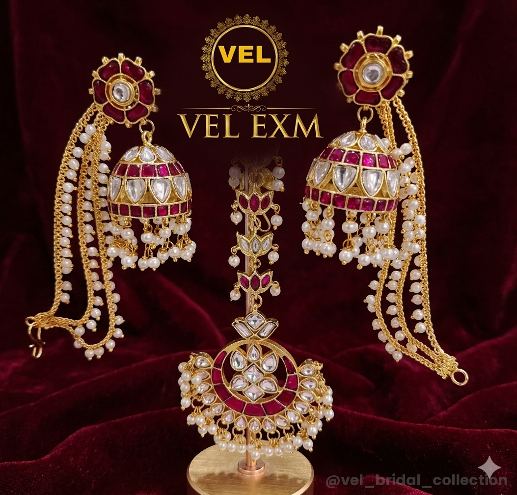 Kundan Maang Tikka and Jhumka ALL Colors Available