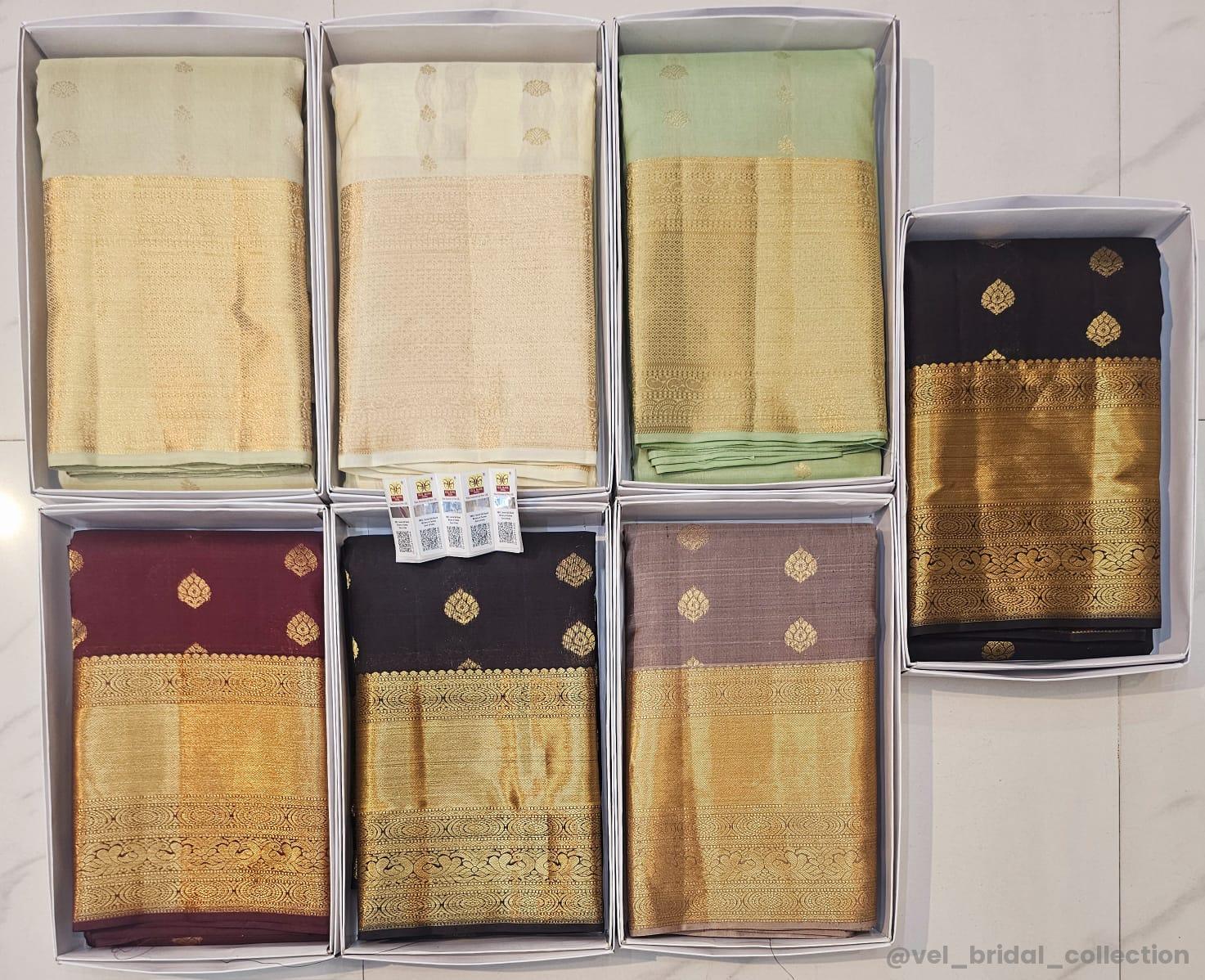 KANCHIPURAM PURE SILK IN FANCY GAP BORDER SAREES