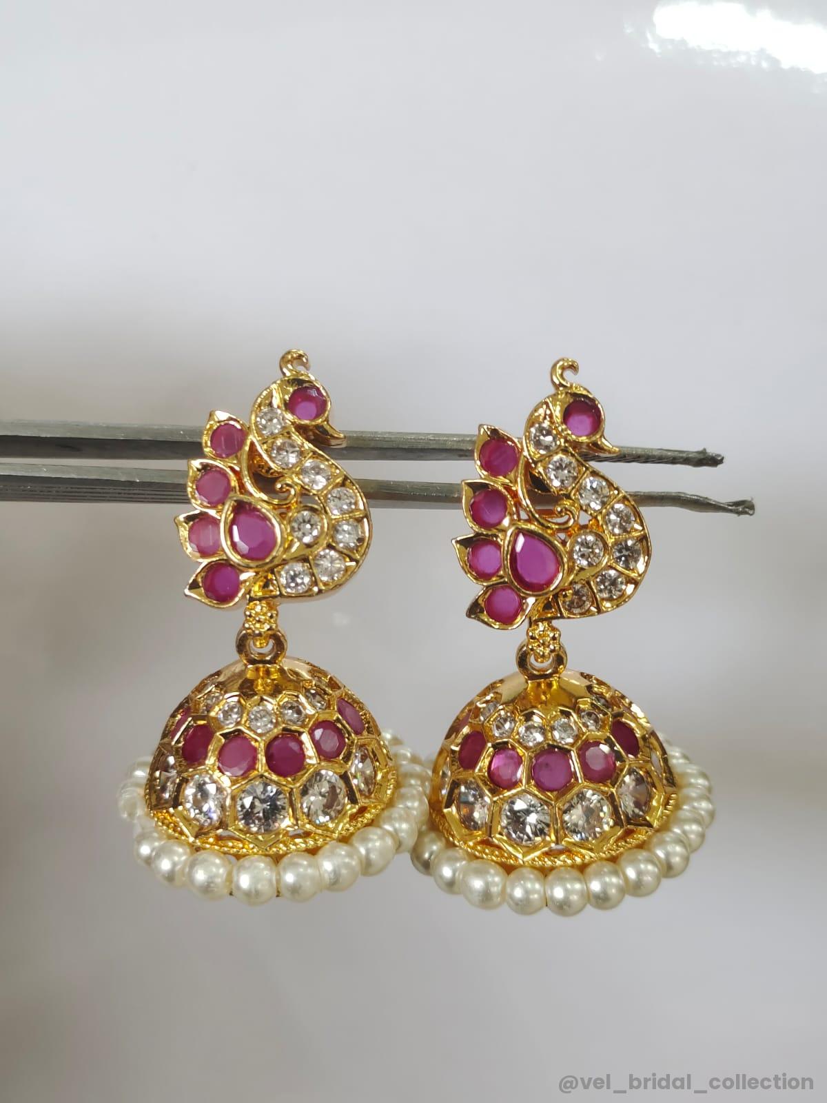 Peacock Gold-tone Jhumka Earrings