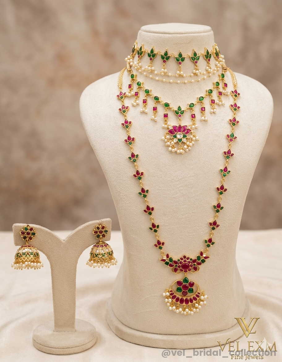 Jadau Kundan bridal set  Multi Color