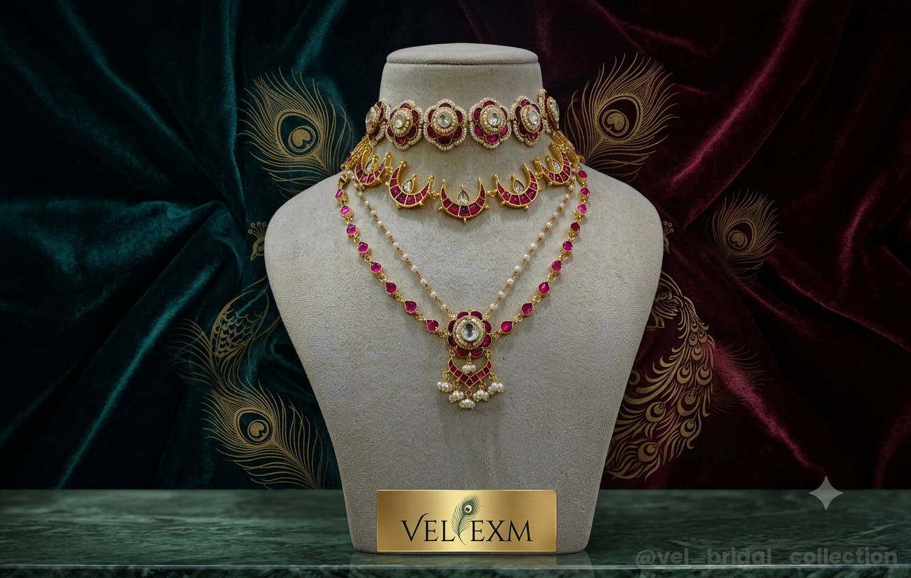 Multi-layered gold-plated Pachi Kundan choker