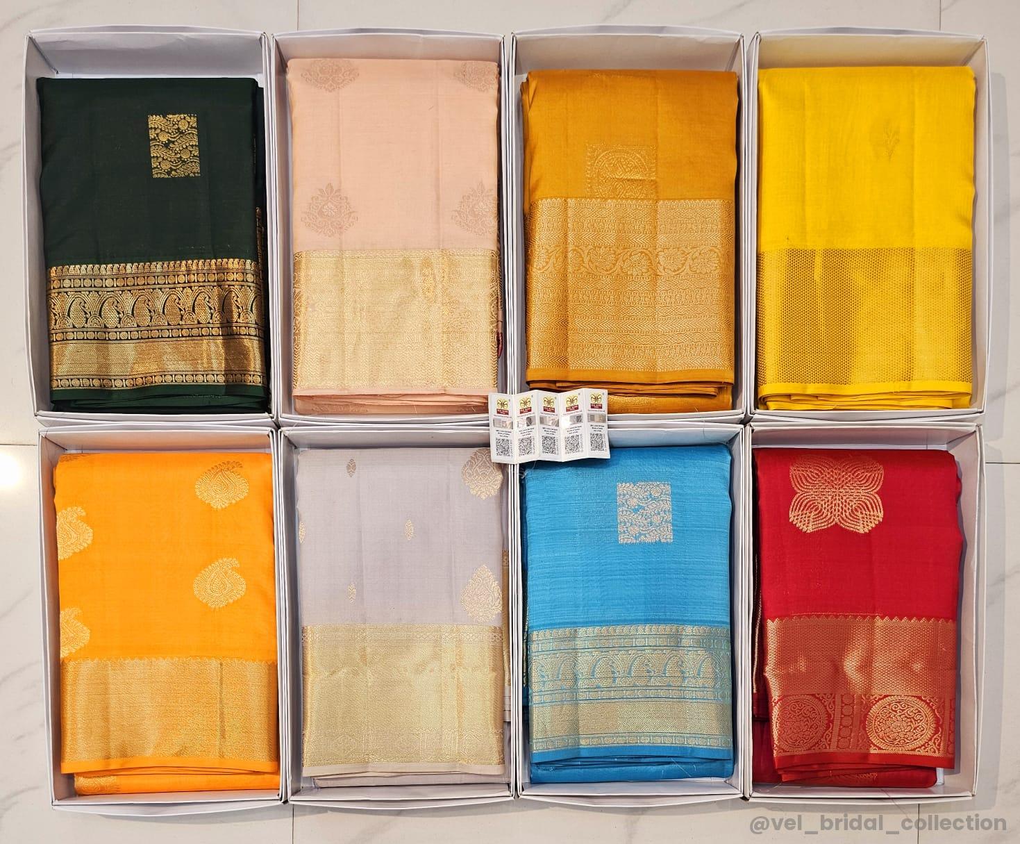 KANCHIPURAM PURE SILK IN FANCY GAP BORDER SAREES