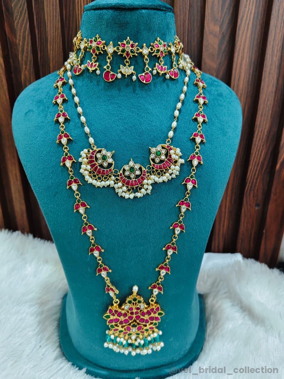 Multi Color Jadau Kundan semi-bridal set