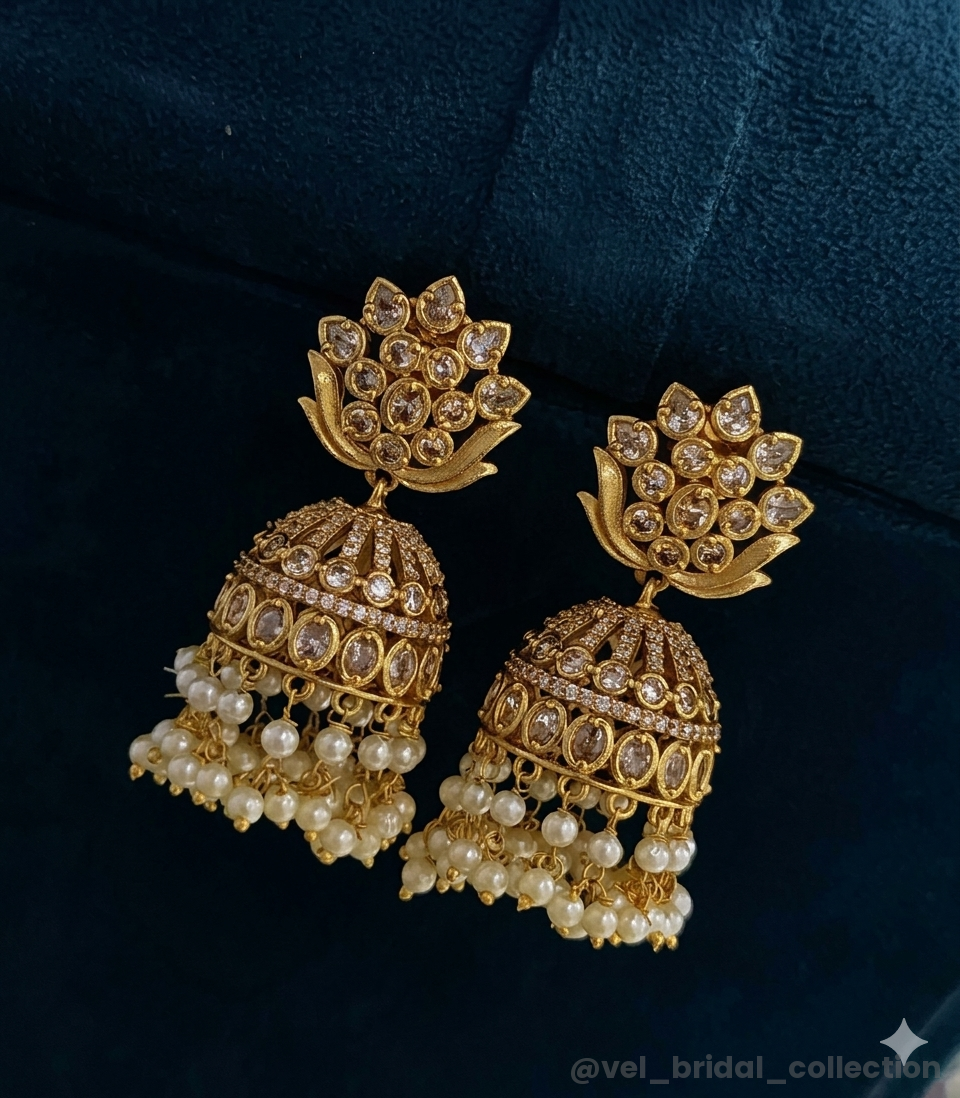 Matte Gold-plated  Jhumka Earrings