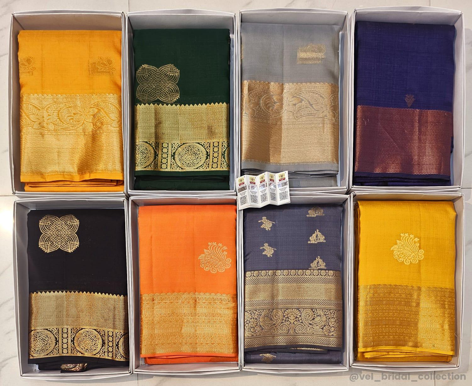 KANCHIPURAM PURE SILK IN FANCY GAP BORDER SAREES