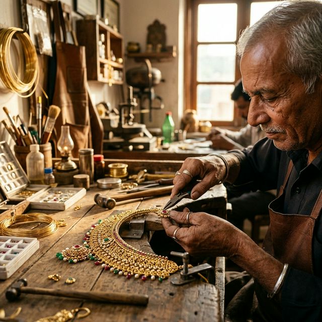 Artisan crafting jewelry